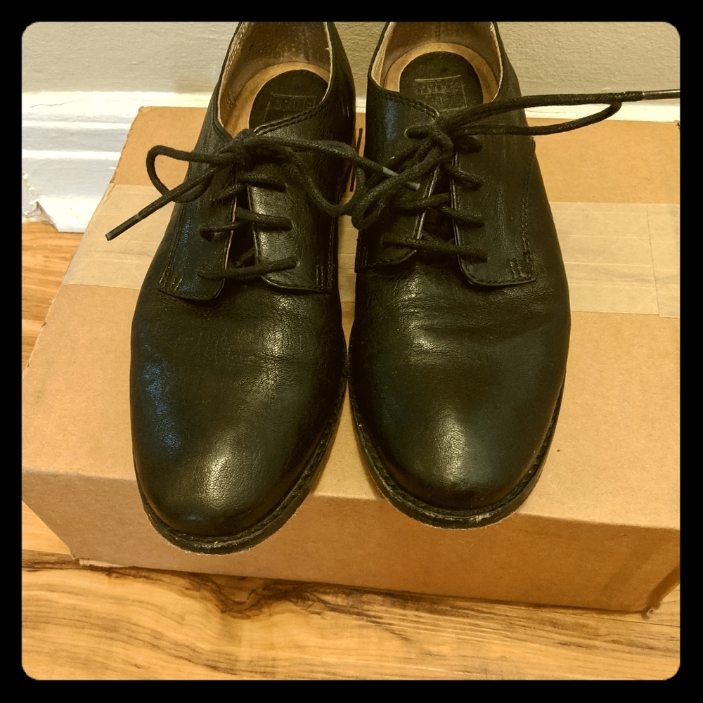 Frye Black Leather Oxfords